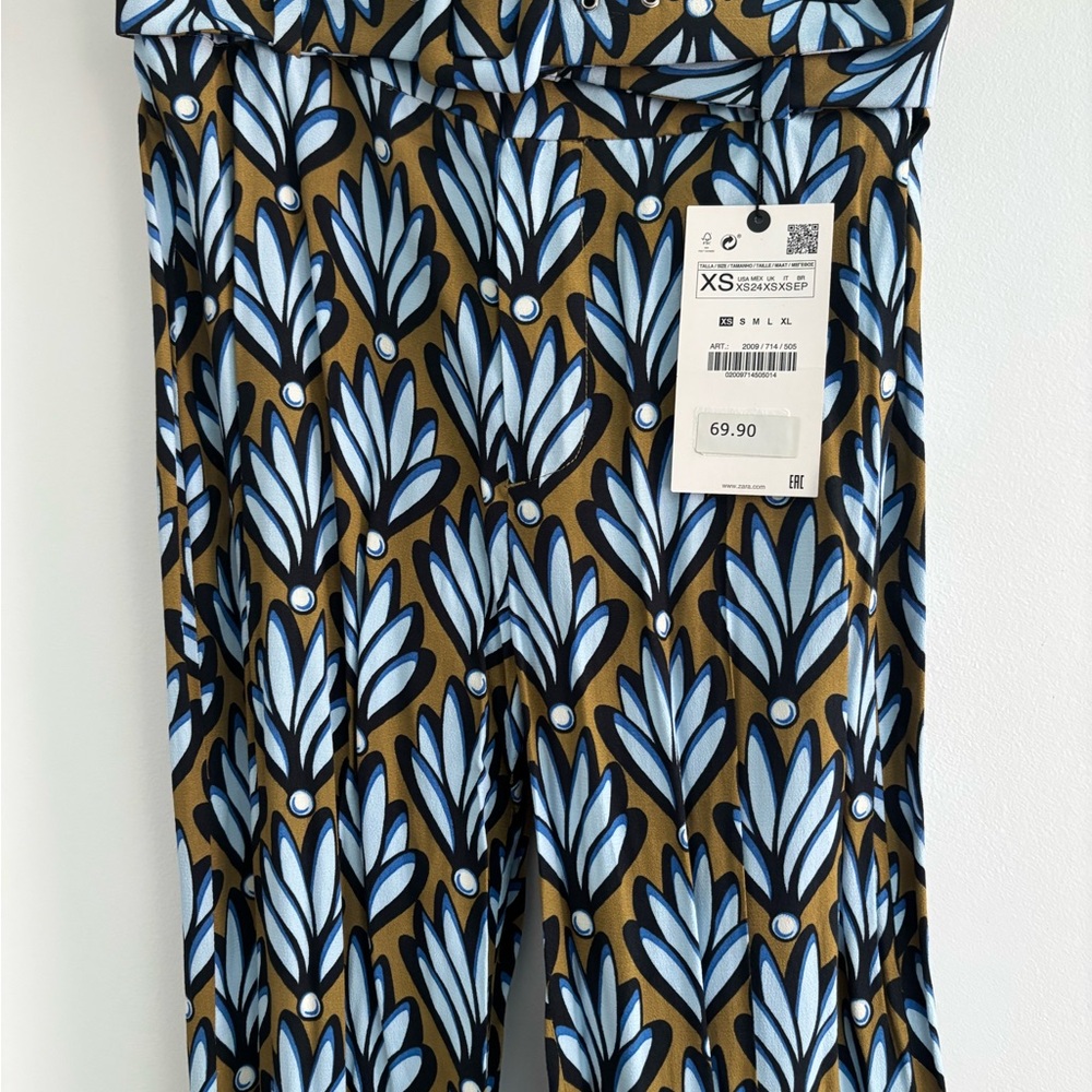 Zara Multicolor Leaf Print Pants